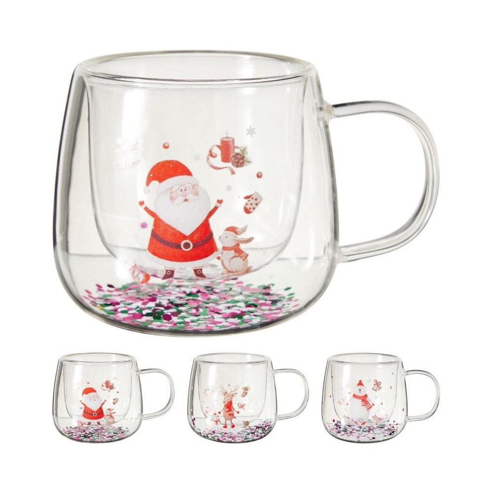 TAZZA VETRO NATALE DOPPIO FONDO 250ML.